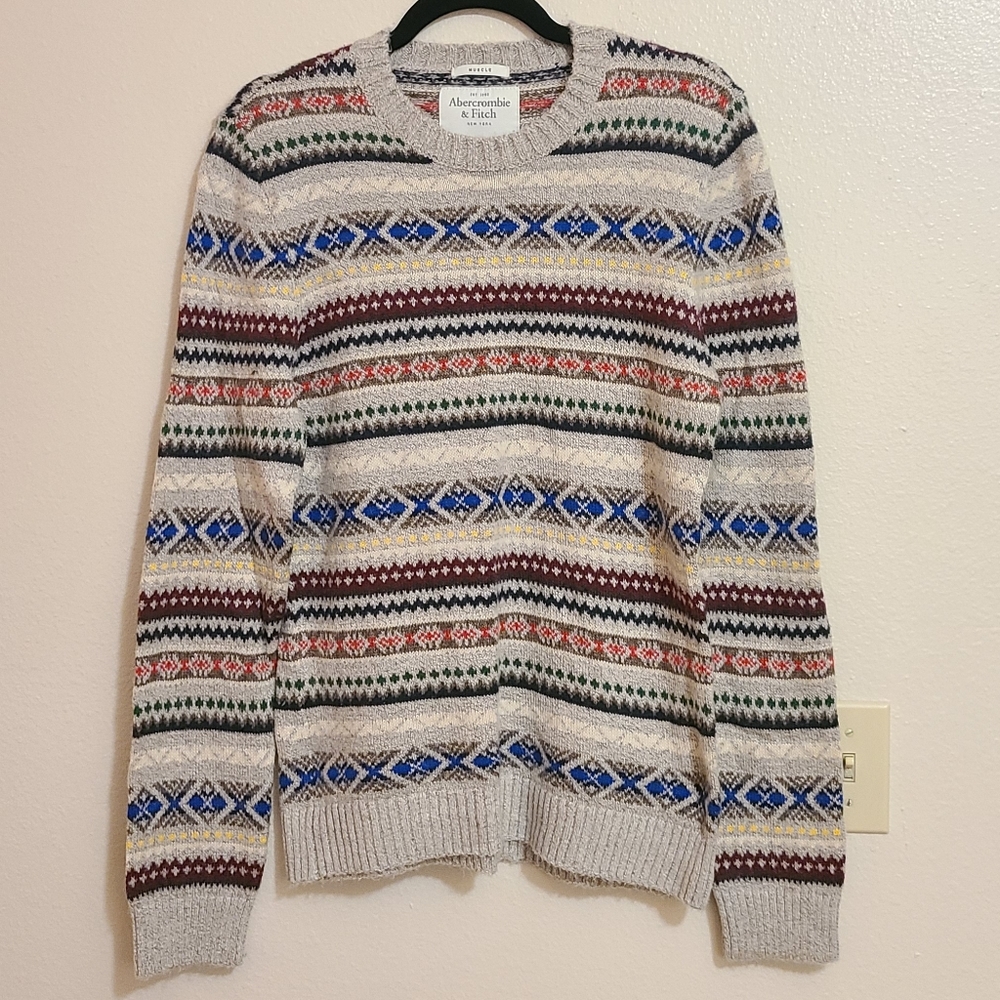 Abercrombie & Fitch Multi Colored Muscle Pullover Sweater